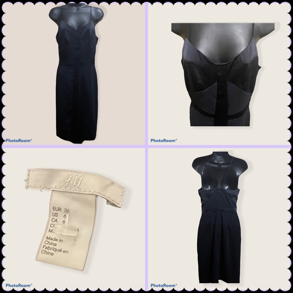 H&M Dress SZ 6 Black Sheath spaghetti straps lined